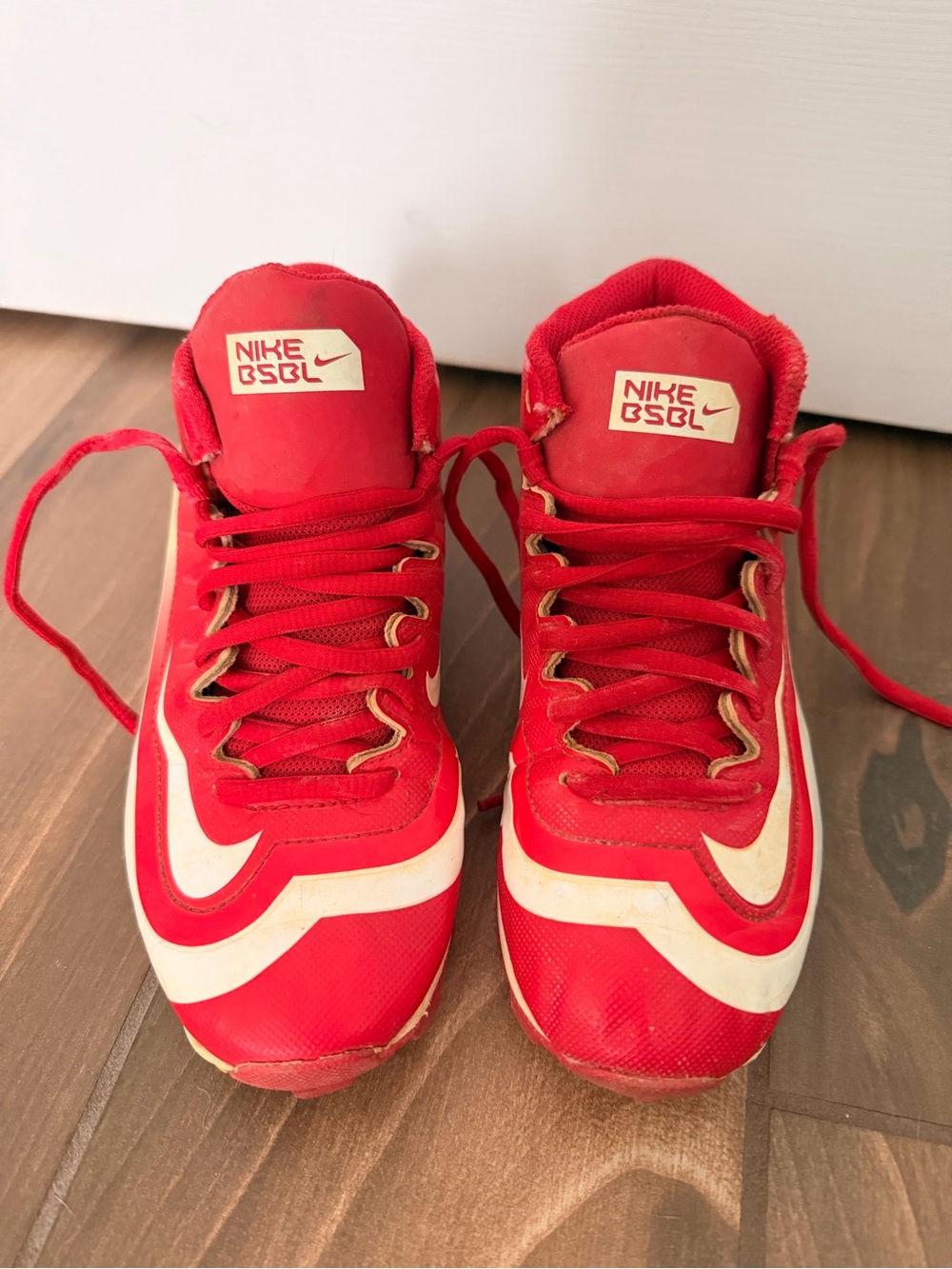 Nike Kids Red and White baseball cleats